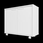 Balcão Multiuso 2 Portas 1 Prateleira Com Rodízios Branco