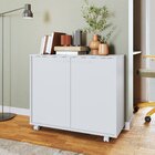 Balcão Multiuso 2 Portas 1 Prateleira Com Rodízios Branco Bra