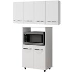 Balcão Multiuso 2 Portas E Armário Aéreo 4 Portas Taina Branco