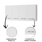 Balcão Multiuso 2 Portas E Armário Aéreo 4 Portas Taina Branco