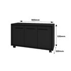 Balcão Multiuso 3 Portas 1 Prateleira Com Rodízios Preto