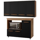 Balcão Multiuso 3 Portas E Armário Aéreo 4 Portas Luni Savana