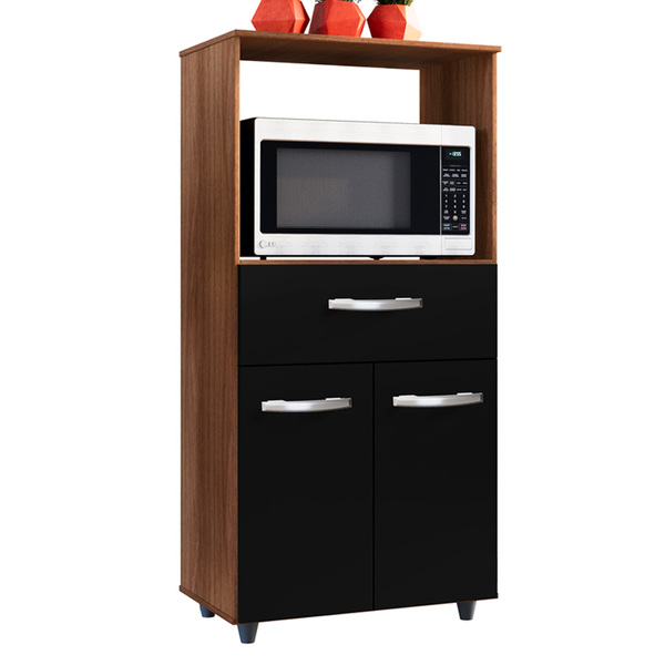 Balcao Multiuso Com Nicho 2p 1g Luna Savana Preto Mobbs