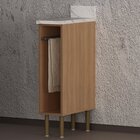 Balcão Nicho 20cm Com Tampo E Porta Toalha Cz Amêndoa/branco