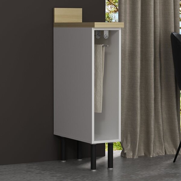 Balcão Nicho Para Cozinha 20cm Em Mdf Com Porta Toalhas Branco