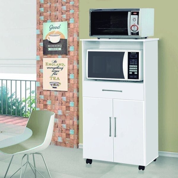 Balcao Nicho Para Microondas 2 Portas Ipe  Branco