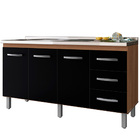 Balcao P/ Pia 150 Cm 3p Diana Savana Preto Mobb