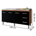 Balcao P/ Pia 160 Cm 3p Emily Savana Preto Mobbs