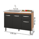 Balcao P/ Pia Sem Tampo Anita 120 Cm Savana Preto Mobbs