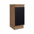 Balcão Paola 0,40 M Com Rodapé 1 Porta Dlm Mel E Preto Brilho