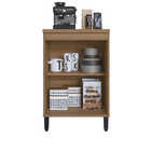 Balcão Paola 0,60 M Com Pés 1 Porta Dlm Mel E Preto Brilho