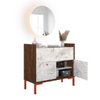 Balcão Para Banheiro/pia 2 Portas 1 Gaveta Rubi Imbuia/cobre