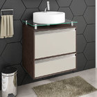 Balcão Para Banheiro Suspenso Com Pia Aveiro-mgm - Cafe / Off