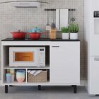 Balcão Para Cooktop 1 Porta 3 Nichos Cook  Preto Tx/branco Tx