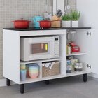 Balcão Para Cooktop 1 Porta 3 Nichos Cook  Preto Tx/branco Tx