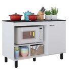 Balcão Para Cooktop 1 Porta 3 Nichos Cook  Preto Tx/branco Tx