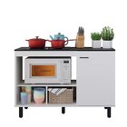 Balcão Para Cooktop 1 Porta 3 Nichos Cook  Preto Tx/branco Tx