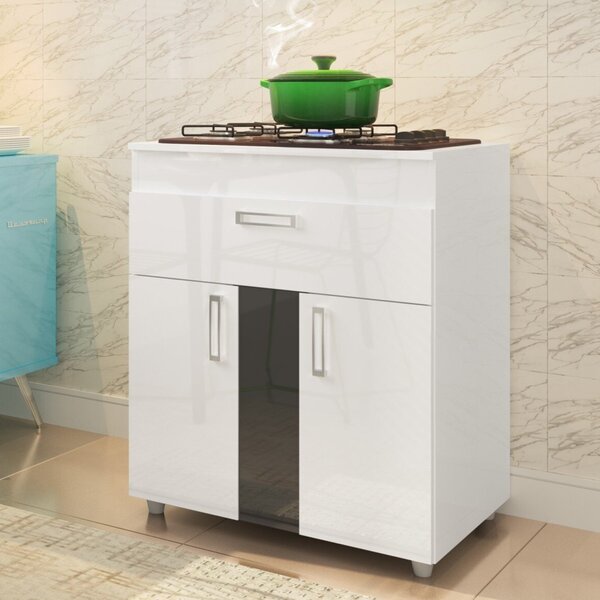 Balcão Para Cooktop 2 Portas 1 Gaveta Lux Branco