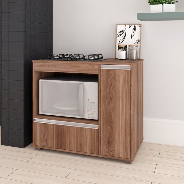 Balcão Para Cooktop 2 Portas 1 Nicho Brv Móveis Castanho