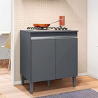 Balcão Para Cooktop 2 Portas Andréia Cinza Ajl Móveis