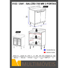 Balcão Para Cooktop 2 Portas C/ Tampo Sicília - Multimóveis -