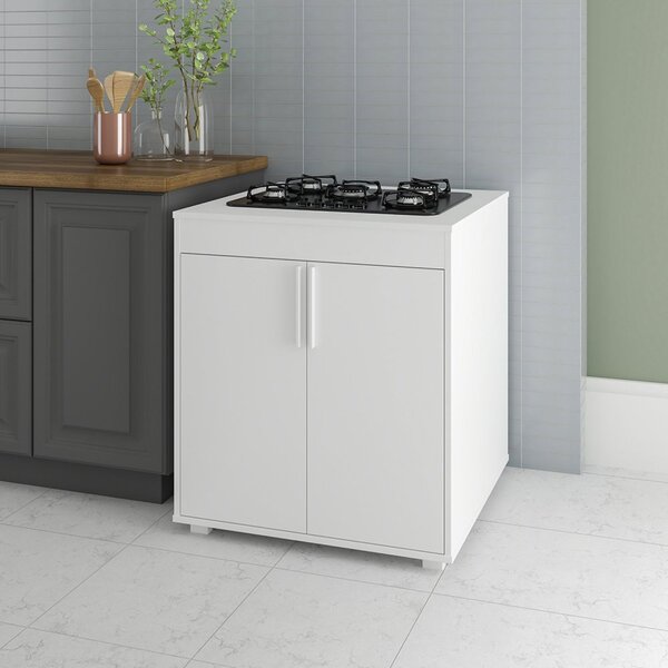 Balcão Para Cooktop 2 Portas Mdp Brv Móveis Branco