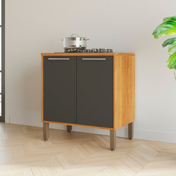 Balcão Para Cooktop 2 Portas Paris Cinamomo/graffite