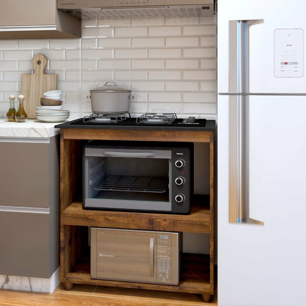 Balcão Para Cooktop 4 Bocas 2 Nichos Para Forno Turim Ypê