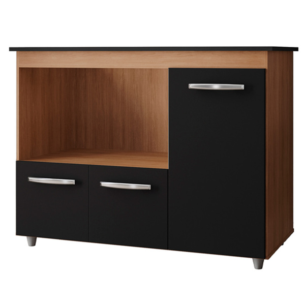 Balcao Para Cooktop 4 Bocas Ana Mobbs Cor:savana Preto