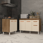 Balcão Para Cooktop 4 Bocas Fran E Armário Aline 118 Cm Cozin