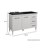 Balcão Para Cooktop 4 Bocas Virtus Kaiki Móveis Branco