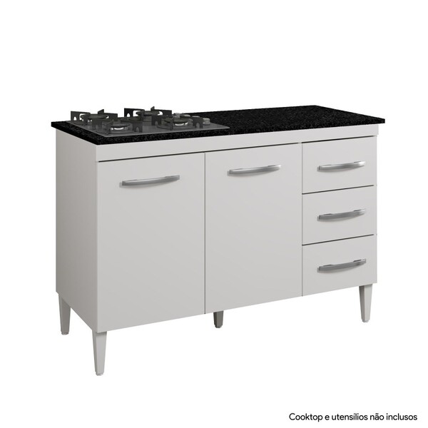 Balcão Para Cooktop 4 Bocas Virtus Kaiki Móveis Branco