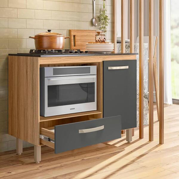 Balcão Para Cooktop 4 E 5 Bocas 1 Porta 1 Gaveta Freijó Chumb