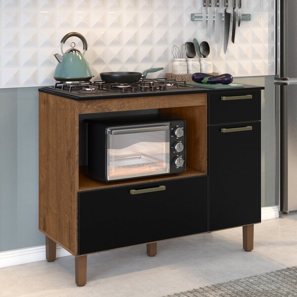 Balcão Para Cooktop 5 Bocas 2 Portas 1 Gaveta Master  Natura/