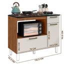 Balcão Para Cooktop 5 Bocas 2 Portas 1 Gaveta Natura Off Whit