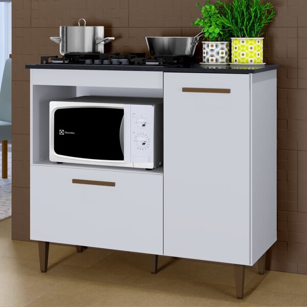 Balcão Para Cooktop 5 Bocas 2 Portas Zurique Kaiki Móveis Bra