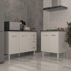 Balcão Para Cooktop 5 Bocas Fran Branco E Armário Bruna 118 C