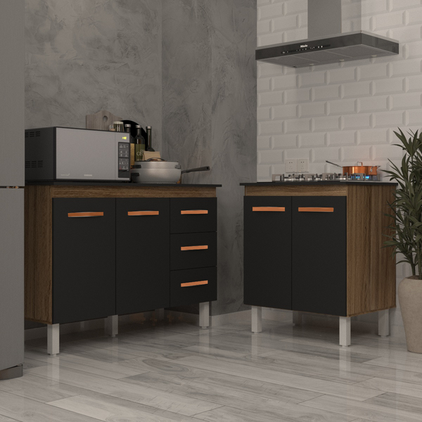 Balcão Para Cooktop 5 Bocas Fran E Armário Bruna 118 Cm Cozin