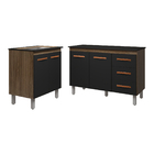 Balcão Para Cooktop 5 Bocas Fran E Armário Bruna 118 Cm Cozin