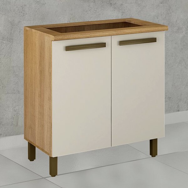 Balcão Para Cooktop 60x35cm 2 Portas Perola Valdemóveis Cinam