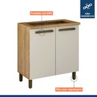 Balcão Para Cooktop 60x35cm 2 Portas Perola Valdemóveis Cinam