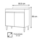 Balcão Para Cooktop 80cm 2 Portas Flórida Preto/cinza - Lumil