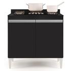 Balcão Para Cooktop 80cm 2 Portas Flórida Preto - Lumil Móveis