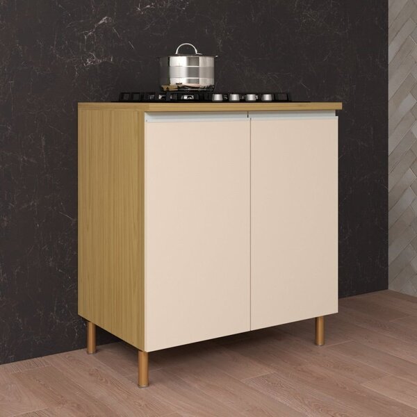 Balcão Para Cooktop 80cm 2 Portas Giorgia Canary/off White