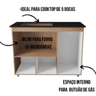 Balcão Para Cooktop Ana 5 Bocas 3 Portas Moblis Savana Off Wh