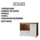 Balcão Para Cooktop Ana 5 Bocas 3 Portas Moblis Savana Off Wh