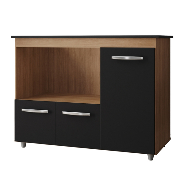 Balcão Para Cooktop Ana 5 Bocas 3 Portas Moblis Savana Preto