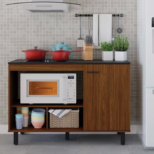 Balcão Para Cooktop Buffet Cozinha Cook 1 Porta  Nogueira Cai