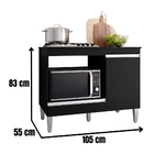 Balcão Para Cooktop Carla 1 Porta Preto Ajl