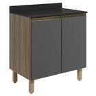 Balcão Para Cooktop Com Tampo 80cm Maly N03 Carvalho/grafite